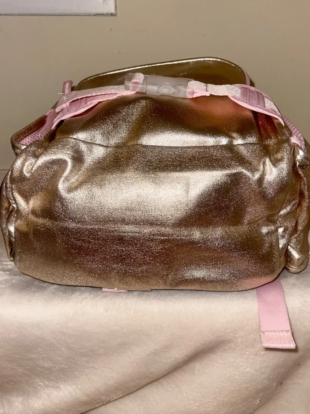 Metallic Gold Glitter Pottery Barn Kids Mackenzie Small Backpack Pink Bow